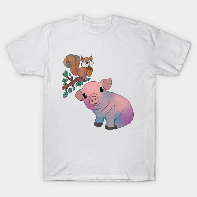 Schwein und Eichhörnchen T-Shirt by Blumchen